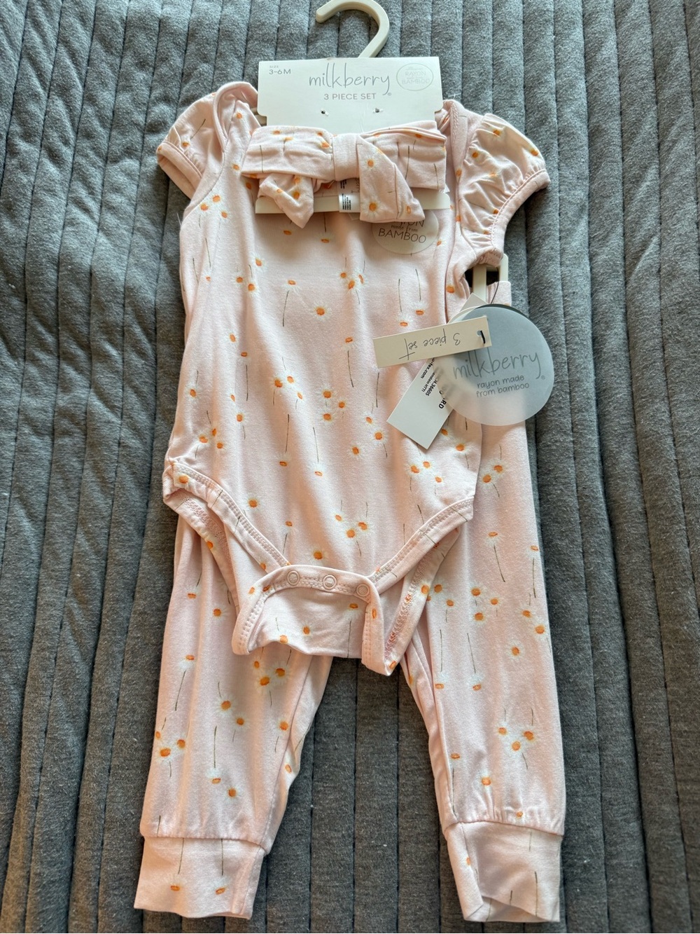 Pink Floral Baby One-Piece 3-Piece Set